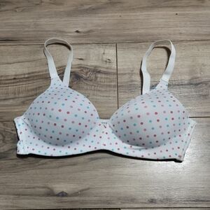 George Women's Bra - White with Pink and Blue Polka Dots